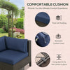 9-Piece Rattan Wicker Outdoor Patio Furniture Set with Modern Design  Thick Soft Cushions  & Tea Table  Navy
