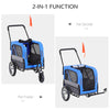 2-in-1 3 Wheel Pet Jogging Stroller Bike Trailer - Blue / Grey