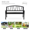 Metal Garden Bench 2-Seater Garden Bench Solid Metal Loveseat Outdoor Furniture For Patio Chair W/ Decorative Backrest & Ergonomic Armrest