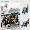 3-in-1 Folding Child Bike Trailer Baby Trailer with Shock Absorbing Frame & Adjustable Handlebar, Blue/Grey