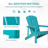 Outdoor HDPE Adirondack Deck Chair,Plastic Lounger with High Back and Wide Seat, Turquoise