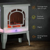 Electric Fireplace Stove, Freestanding Fireplace Heater with Realistic LED Flame, Overheat Protection, 750W/1500W, White