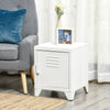 Industrial End Table, Living Room Side Table with Locker-Style Door and Adjustable Shelf, White