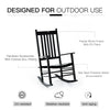 Outdoor Rocking Chair, Wooden Rustic High Back All Weather Rocker, Slatted for Indoor, Backyard & Patio, Black