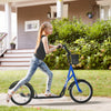 Kick Scooter, Ride On Scooter with Adjustable Handlebars, Double Brakes, 16" Inflatable Rubber Tires, Basket, Cupholder, Mudguard Ages 5-12 years old, Blue