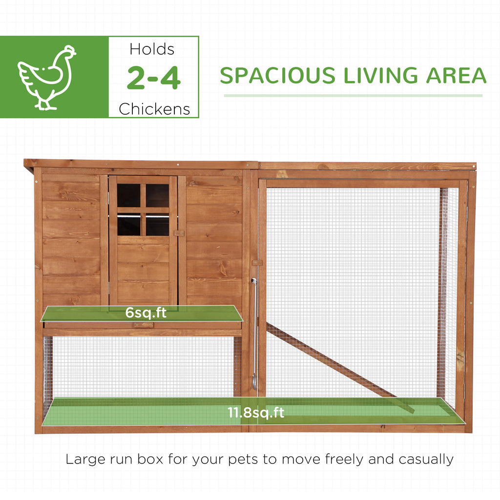 66" Chicken Coop Kit Wooden Chicken House Rabbit Hutch Poultry Cage Hen Pen Backyard with Outdoor Run and Nesting Box
