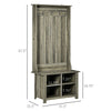 Classic Hall Tree, Accent Coat Tree with Shoe Storage Bench, Adjustable Shelves, 31.5" x 15.5" x 67.5", Grey
