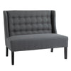 Grey Wingback Double Sofa Linen Fabric Upholstery Button Tufted Loveseat Loveseat Armless Modern Couch