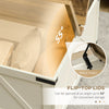 Farmhouse Coffee Table, Square Center Table with Flip-top Lids, Hidden Storage Compartment and Wooden Legs Antique White