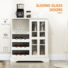 Sideboard Buffet Kitchen Buffet Cabinet with Wine Racks Sliding Glass Door Storage Shelves for Living Room White
