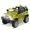 12V Kids Battery Powered Off Road Truck with Remote Control Speeds Lights MP3 LCD Power Indicator Adjustable Speed- Green