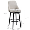 Bar Stools, Bar Stools with Backs, Soft Upholstery, Steel Legs for Kitchen, Bar, Bar Height Bar Stools, Cream White