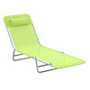 Portable Sun Lounger, Lightweight Folding Chaise Lounge Chair w/ Adjustable Backrest & Pillow for Beach, Poolside and Patio, Green