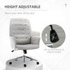 Modern Mid-Back Tufted Linen Fabric Home Office Task Chair with Arms, Swivel Adjustable - Light Grey