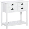 Sideboard Buffet Cabinet, Storage Serving Console Table with 4 Drawers and Slatted Bottom Shelf for Kitchen, Living Room, White