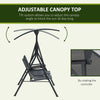 2 Person Porch Swing with Canopy, Covered Patio Swing with Pivot Storage Table, Cup Holder, & Adjustable Overhead Canopy, Grey