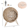 20.5" Rattan Cat Bed, Elevated Wicker Kitten House Round Condo with Cushion, Natural