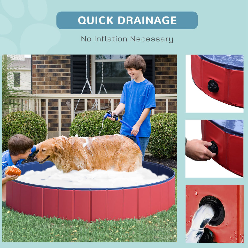 Foldable Pet Swimming Pool, Portable Dog Bathing Tub, 12" x 63" Plastic Large Dog Pool for Outdoor Dogs and Cats