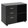 3 Drawer Printer Stand, Mobile Lateral File Cabinet with 2 Storage Shelves for Home Office, Black