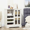Sideboard Buffet Kitchen Buffet Cabinet with Wine Racks Sliding Glass Door Storage Shelves for Living Room White