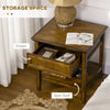 Retro Side Table, End Table with Storage Drawer and Open Shelf for Living Room, Bedroom, Dark Coffee