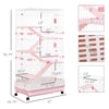 32"L 6-Level Small Animal Cage Rabbit Hutch with Universal Lockable Wheels, Slide-out Tray for Bunny, Chinchillas, Ferret, Pink