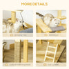 25.5" Cat Tree Kitty Activity Center Pinewood Cat Climbing Toy Indoor Outdoor Pet Furniture Perch Hanging Toy Ladder Cushion Natural
