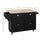 Rolling Kitchen Island on Wheels Utility Cart with Drop-Leaf and Rubber Wood Countertop, Storage Drawers, Door Cabinets, Black