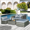 5 Piece Outdoor Patio PE Rattan Wicker Sofa Conversation Set Sectional Furniture Set, Mixed Grey