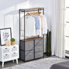 Industrial Storage Cabinet Coat Rack Bedroom Hall Tree Organiser with Long Coat Hanger  5 Drawers & Storage Shelf