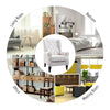 Button-Tufted Accent Chair with High Wingback, Rounded Cushioned Armrests and Thick Padded Seat, Set of 2, Cream White