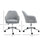 Leisure Office Chair Linen Fabric Swivel Scallop Shape Computer Desk Chair Home Study Bedroom with Wheels  Light Grey