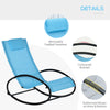 Patio Rocking Chair, Outdoor Chaise Lounger with Headrest Pillow and Breathable Fabric for Backyard, Living Room, Deck, Light Blue