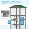 65" Wooden Bird Cages Outdoor Finches Aviary Birdcage with Pull Out Tray 2 Doors, Grey
