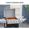 52" Barbecue Grill with Wheels 4+1 Burner Liquid Propane Gas Grill Outdoor Cabinet Style BBQ Trolley w/ Side Burner, Warming Rack
