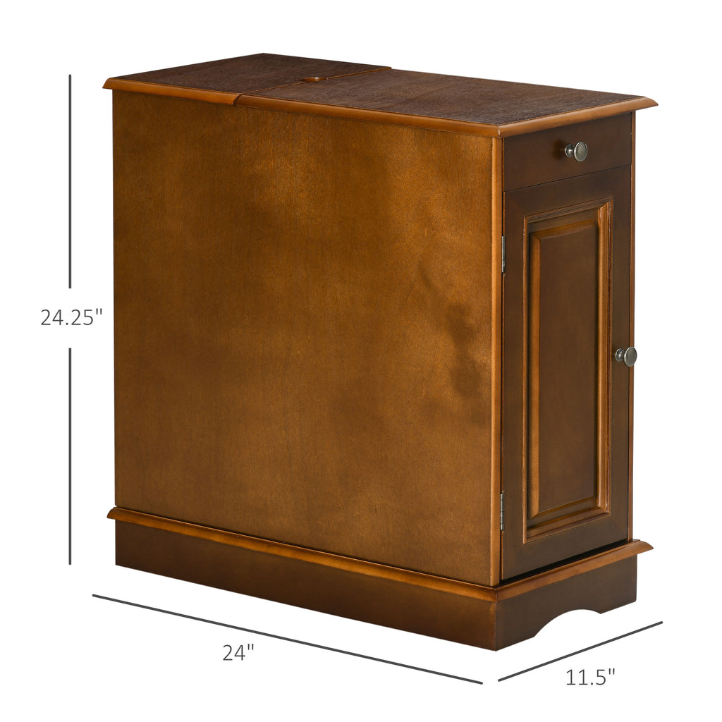 Flip Top End Side Table with Storage Drawer and Cabinet, 11.5" x 24" x 24.25", Espresso
