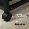 C Shaped End Table with Storage Shelves, Mobile Side Table with Wheels for Sofa Couch, Bed, Metal Frame, Black