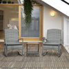 3 Pieces Outdoor PE Rattan Rocking Chair Set, Patio Wicker Recliner Rocker Chair with Soft Cushion & Coffee Table, for Porch, Grey