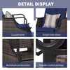 Outdoor Patio Recliner with All Hand-Woven Wicker, Adjustable Lounge Chair w/ Cushions, Rust-Resistant Metal Frame for Patio, Dark Blue