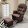 Nursery Glider Rocking Chair with Ottoman, Thick Padded Cushion Seating and Wood Base, Brown