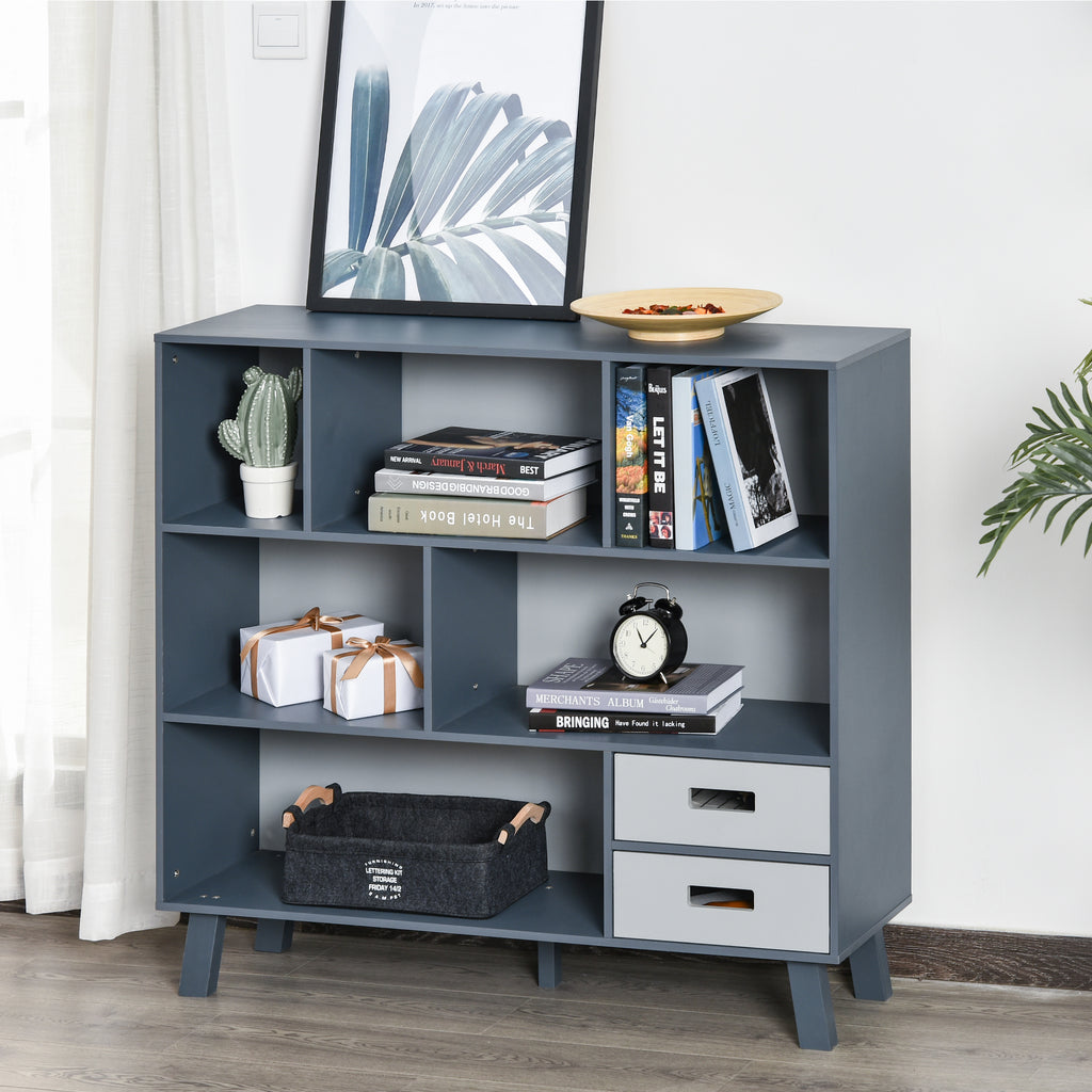 3-Tier Modern Bookcase Chest Open Shelves Cabinet Floor Standing Home Office Storage Furniture Shelving with Drawers