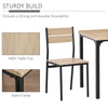 Modern 3 Piece Dining Set,  Dining Room Set with Wood Grain Veneered Surface, 2 Chairs, and Steel Frame, Small Dining Table for 2, Wood/Black