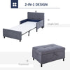 2-In-1 Design Convertible Single Sofa Bed with Side Pocket and Metal Frame Couch for Living Room, Grey