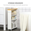 Slim Bathroom Storage Cabinet with Rolling Castor Wheels, Bathroom Cabinet with Shelves, Toilet Paper Cabinet for Narrow Space, White