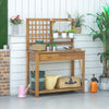 Potting Bench Table, Garden Work Bench, Outdoor Wooden Workstation with Tiers of Shelves and Drawer for Patio, Courtyards, Balcony, Brown