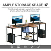 83'' Two Person Desk with Storage Shelves, Computer Office Double Desk, Large Office Desk Study Writing Table for Home Office, Dark Walnut