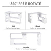 360° Rotating Home Office Desk L Shaped Corner Computer Desk with Storage Shelves, Writing Table Workstation, White