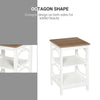 Modern End Table, Accent Side Table with 2 Storage Shelves for Living Room, Bedroom, White