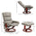 Recliner Chair with Ottoman, Electric Faux Leather Recliner with 10 Vibration Points and 5 Massage Mode, Reclining Chair with Swivel Wood Base, Remote Control and Side Pocket, Grey