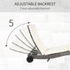 Patio Wicker Cushioned Chaise Lounge Chair, Outdoor PE Rattan Sun lounger w/ 5-Level Adjustable Backrest & Wheels, Off-white